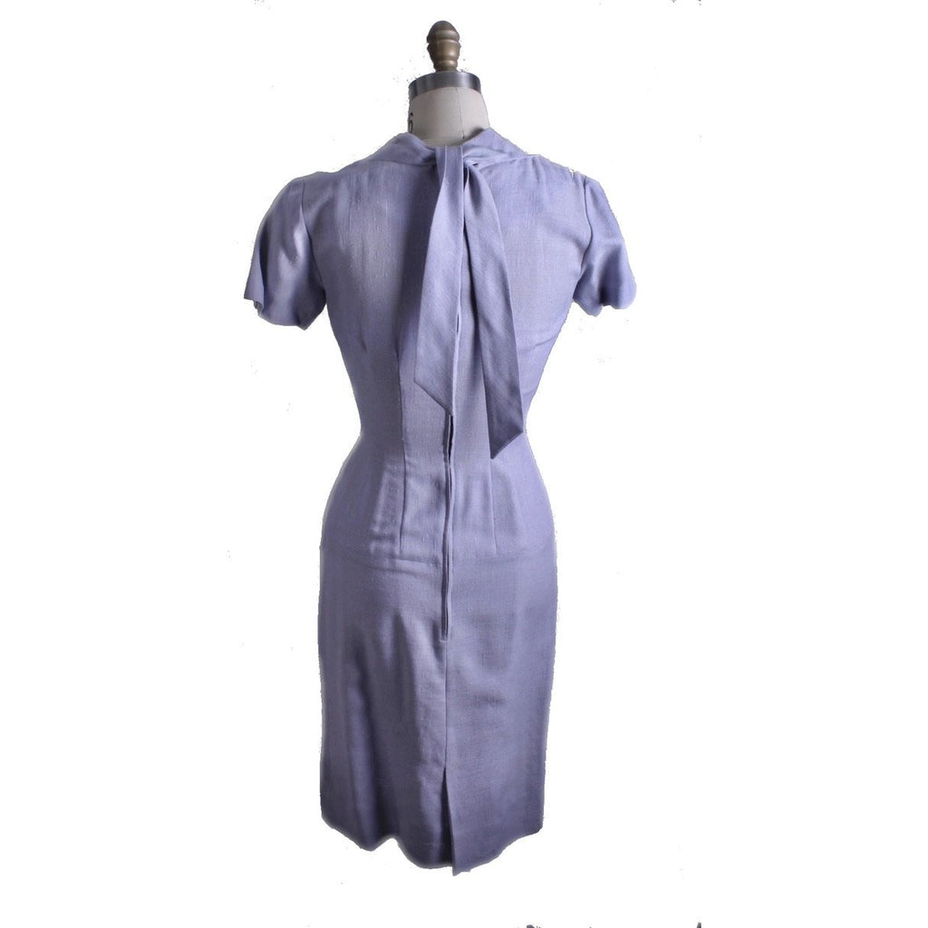 Vintage Jeane Scott Wiggle Dress 1950s Lavender Linen Wisteria Motif Womens S Women's,New Arrivals The Best Vintage Clothing