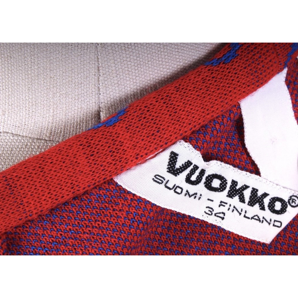 1960s Vintage Vuokko Wool Knit Maxi Skirt Red Blue Circle Print Sz 34 marimekko The Best Vintage Clothing