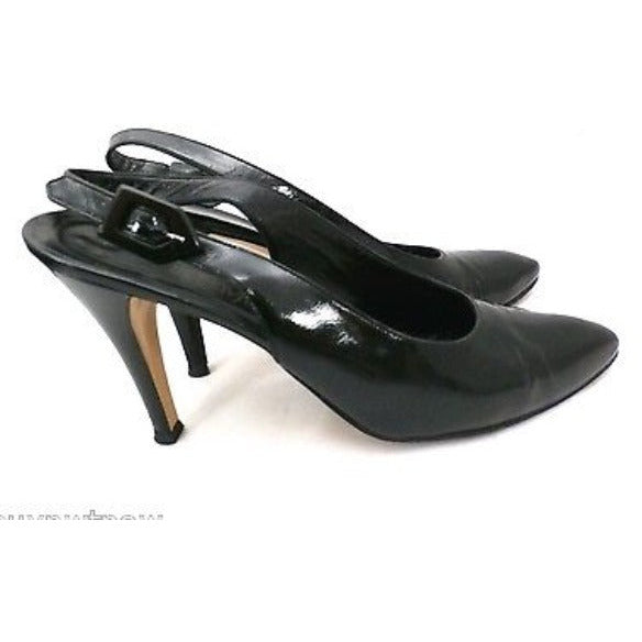 Authentic YSL Slingback Black Patent Leather High Heels Shoes 9.5 N Original Box Clothing, Shoes & Accessories > Women > Women's Shoes > Heels YSL, Yves Saint Laurent