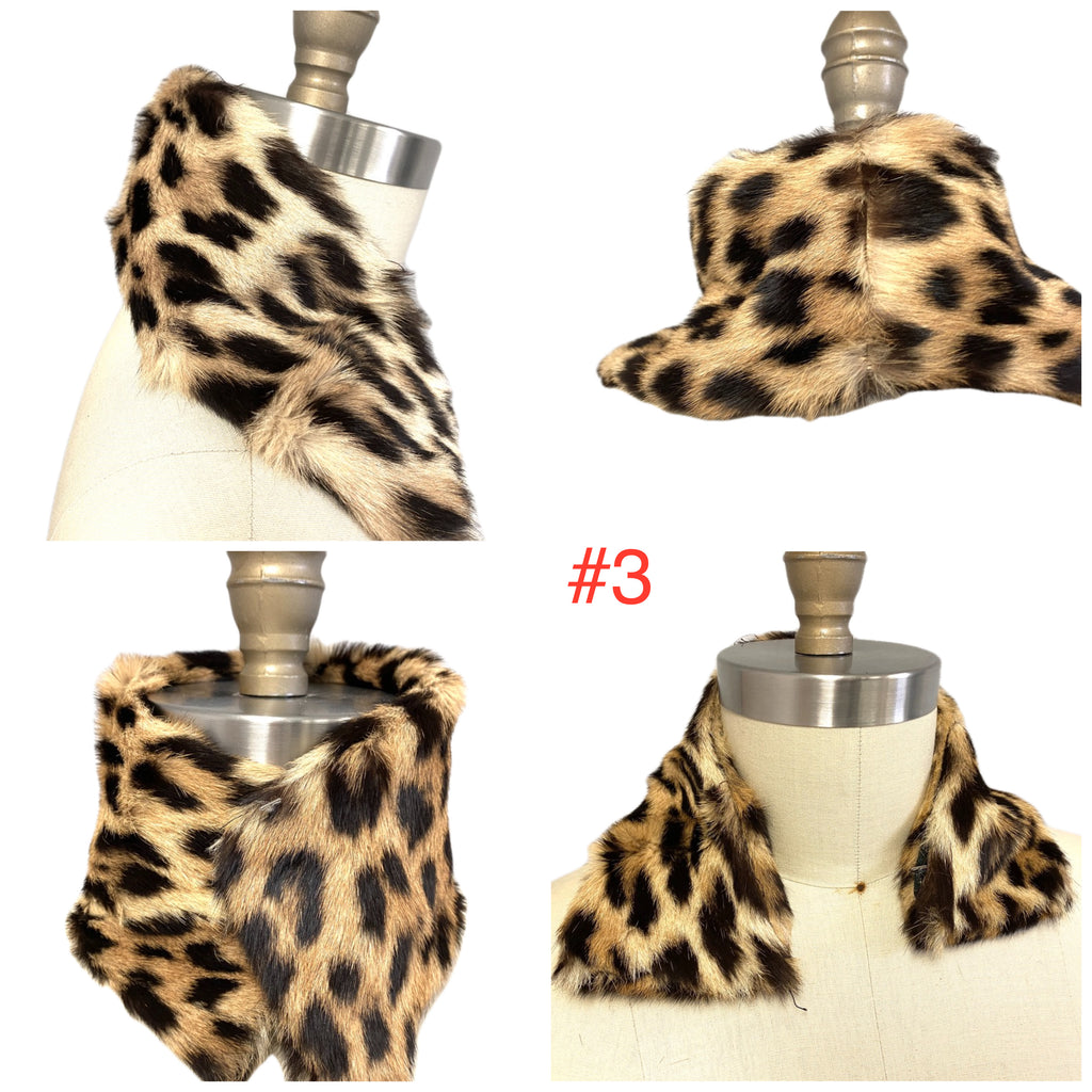 Mob wife mob boss Antique Fur Collars/ Button Lot Leopard Print 1920s-1940s Acessories The Best Vintage Clothing