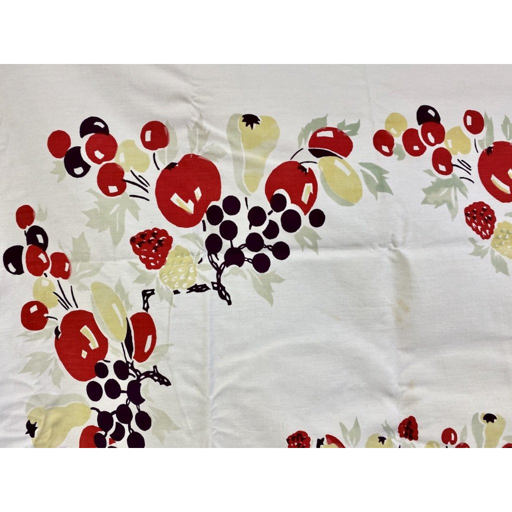 Vintage Printed Cotton Tablecloth Cherries/Pears/Apples 1940S On Sale The Best Vintage Clothing