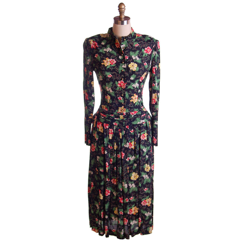 Vintage Printed Rayon Dropped Waist  Dress Jonathan Logan 1940S NOS 36-26-Free - The Best Vintage Clothing
 - 4