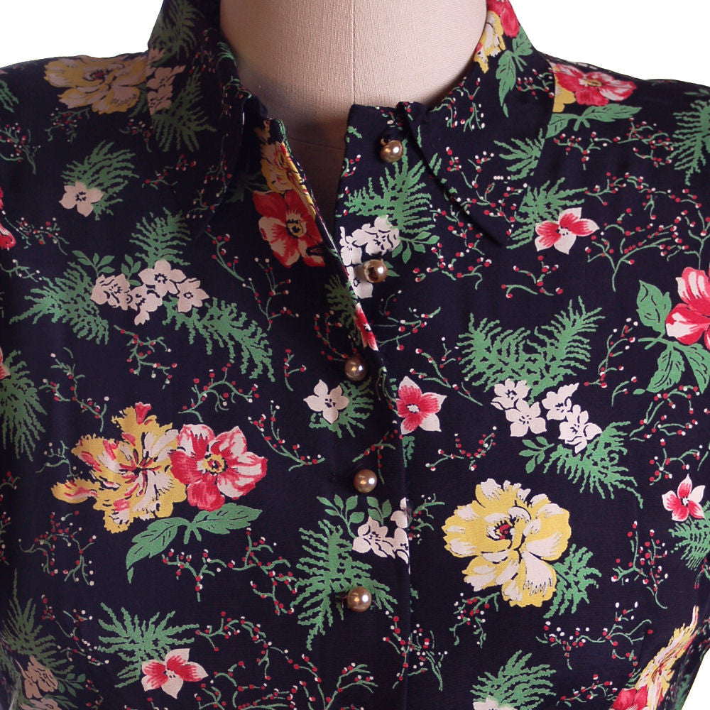 Vintage Printed Rayon Dropped Waist Dress Jonathan Logan 1940S NOS 36-26-Free Women's Jonathan Logan