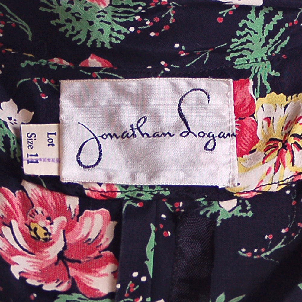 Vintage Printed Rayon Dropped Waist Dress Jonathan Logan 1940S NOS 36-26-Free Women's Jonathan Logan