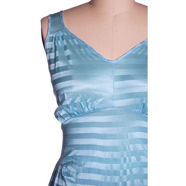 Vintage Nightgown Blue Striped Kel-Ray Tricot Striped 44" Bust 1940s Women's,New Arrivals Kel-Ray