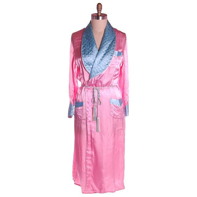 Vintage Ladies Robe Pink /Blue Rayon Satin 1940s Western Style M-L - The Best Vintage Clothing
 - 1