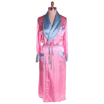 Vintage Ladies Robe Pink /Blue Rayon Satin 1940s Western Style M-L - The Best Vintage Clothing
 - 1