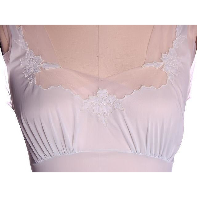 Vintage Nightgown Pale Blue Nylon Peek-A-Boo Yoke Saab Lingerie 1940s 34 Women's Saab
