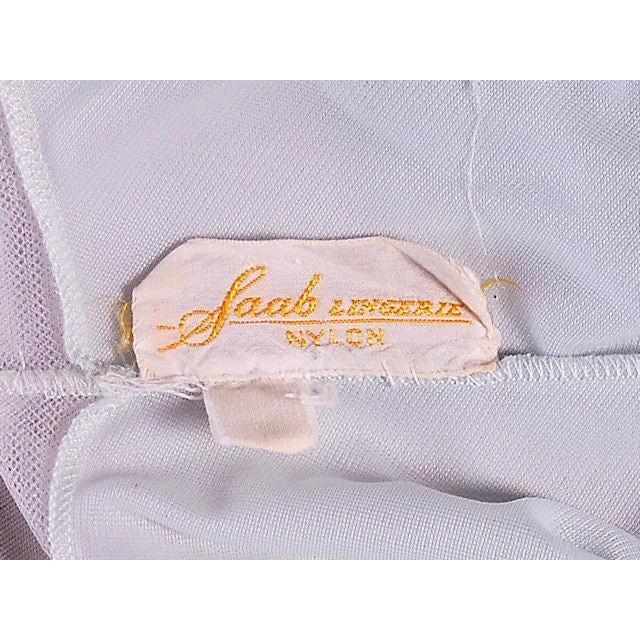 Vintage Nightgown Pale Blue Nylon Peek-A-Boo Yoke Saab Lingerie 1940s 34 Women's Saab