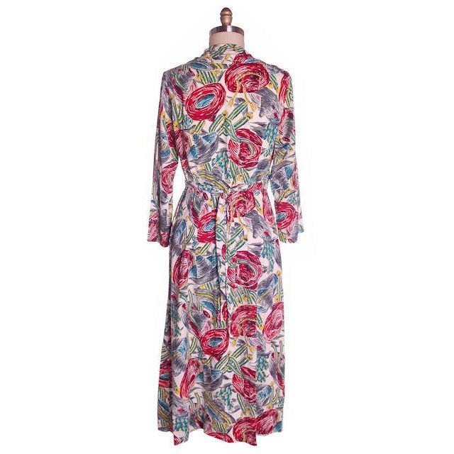 Vintage Seersucker Robe Fantastic Mexican Sombrero Print 1940s Medium Women's,New Arrivals The Best Vintage Clothing