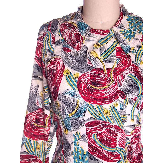 Vintage Seersucker Robe Fantastic Mexican Sombrero Print 1940s Medium Women's,New Arrivals The Best Vintage Clothing