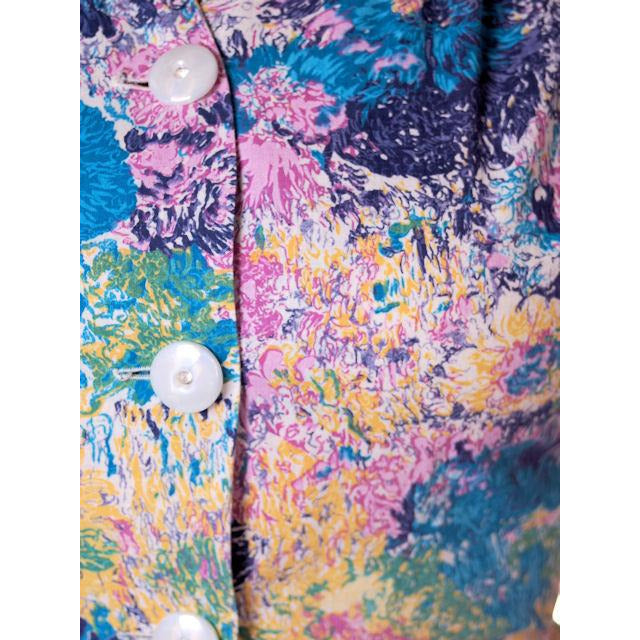 Vintage Day Dress Pastel Printed Cotton Full Skirt 1950s Sz 12 Women's The Best Vintage Clothing