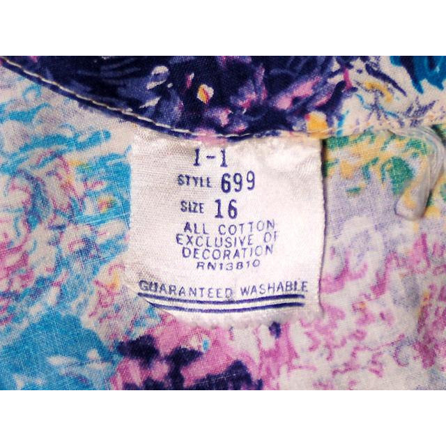 Vintage Day Dress Pastel Printed Cotton Full Skirt 1950s Sz 12 Women's The Best Vintage Clothing