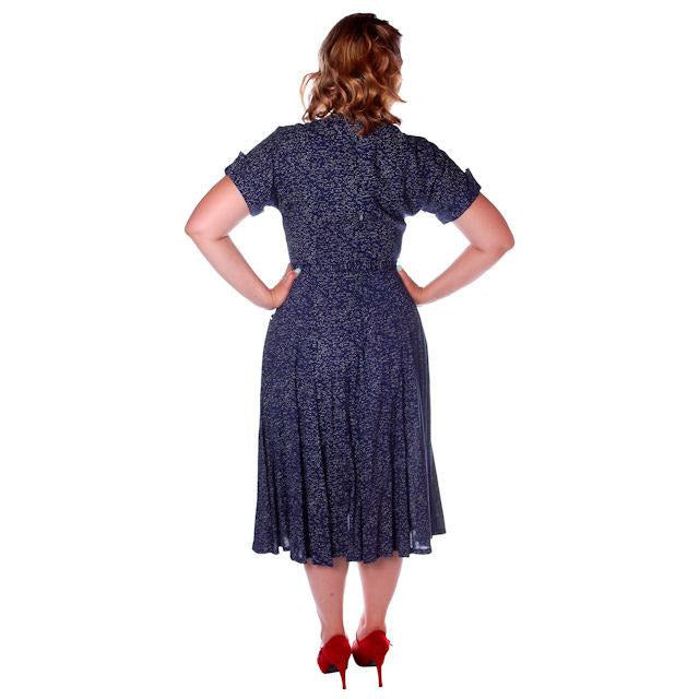 Vintage Blue Linen Day Dress Full Skirt 1950 38 Bust Cart2cart The Best Vintage Clothing