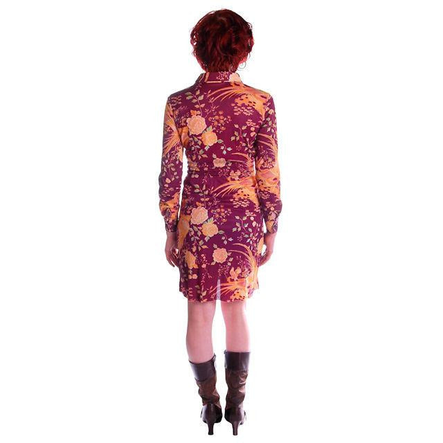 Vintage Mini Polyester Bird Print Dress/Tunic 1970s S Cart2cart vendor-unknown