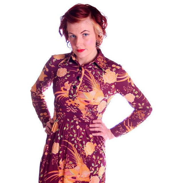 Vintage Mini Polyester Bird Print Dress/Tunic 1970s S Cart2cart vendor-unknown