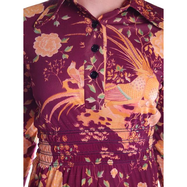 Vintage Mini Polyester Bird Print Dress/Tunic 1970s S Cart2cart vendor-unknown