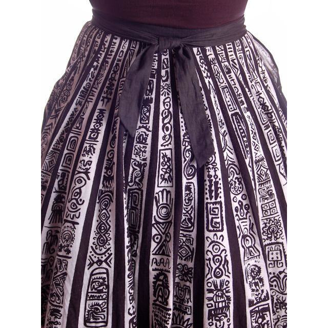Vintage Circle Skirt Black/White Sun Ray Hand Painted Mexico Tel-Art 29" Waist Cart2cart The Best Vintage Clothing