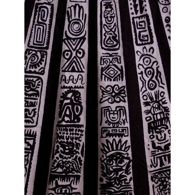 Vintage Circle Skirt Black/White Sun Ray Hand Painted Mexico Tel-Art 29" Waist Cart2cart The Best Vintage Clothing