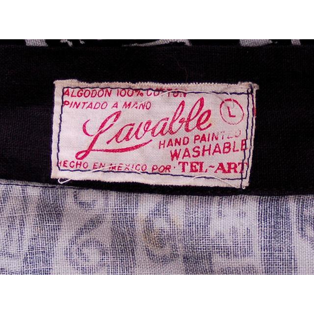 Vintage Circle Skirt Black/White Sun Ray Hand Painted Mexico Tel-Art 29" Waist Cart2cart The Best Vintage Clothing