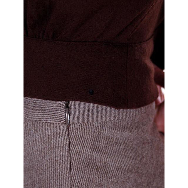 Vintage Brown Wool Sweater Jacket w/ Mouton Fur Trim 1950s Medium Women's vendor-unknown