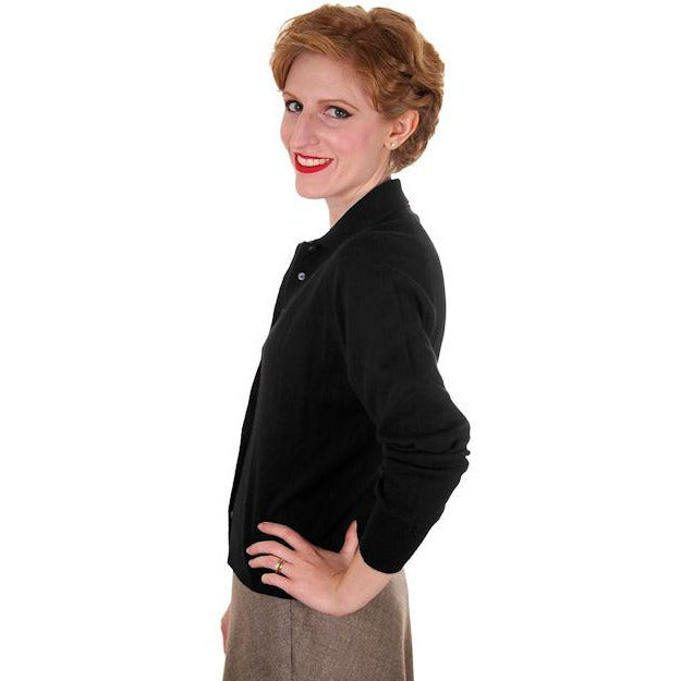 Vintage Ladies Wool Sweater Black Romana Italy Great Details 1950s Small Women's,New Arrivals The Best Vintage Clothing