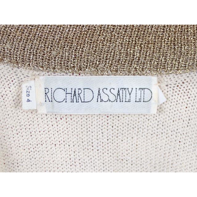 Vintage Silk Knit Sweater Metallic Gold Crochet Yoke Richard Assatly 1970s Small Women's,New Arrivals Richard Assatly