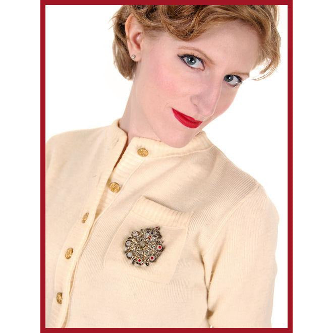 Vintage Sweater Wool Cardigan w/ Embellishment 1950s Small Women's,New Arrivals,On Sale The Best Vintage Clothing