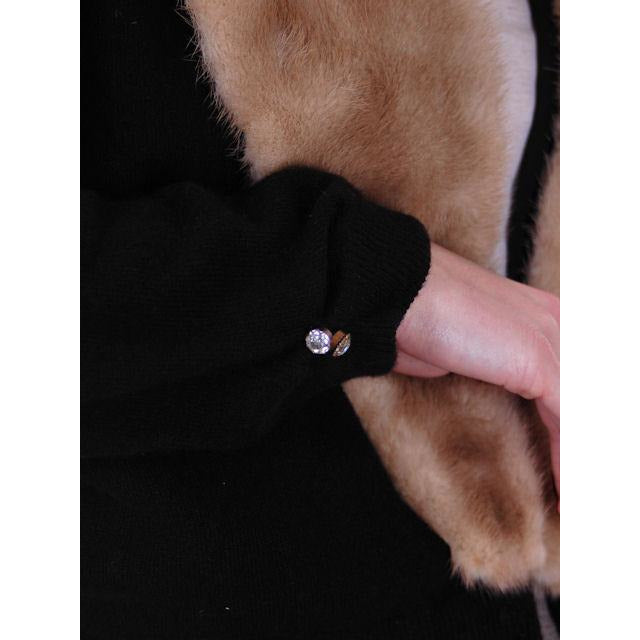 Vintage Black Cashmere Sweater w/Mink Collar 1950s Lg-XL Women's The Best Vintage Clothing