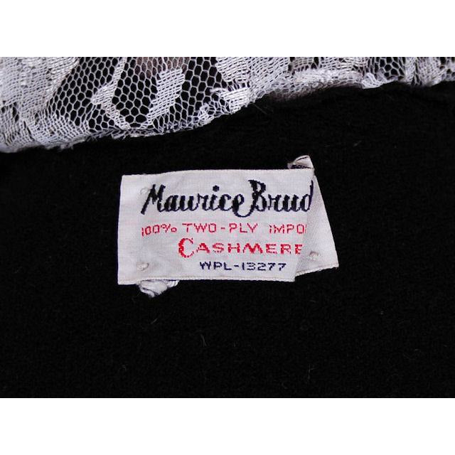 Vintage Ladies Black Cashmere Sweater w/Black Mink Collar 1950s Lg-XL Women's,New Arrivals vendor-unknown