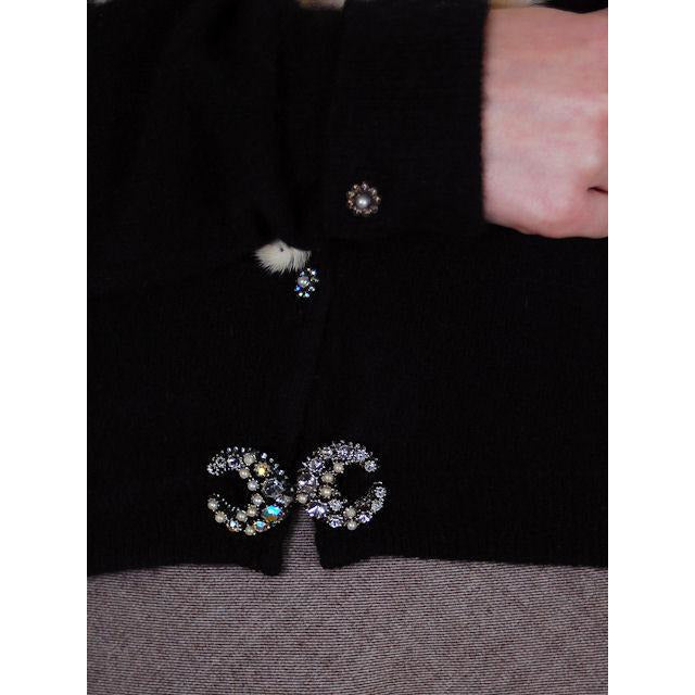 Vintage Ladies Black Cashmere Sweater w/Cream Mink Collar 1950s Med-Lg Women's,New Arrivals The Best Vintage Clothing