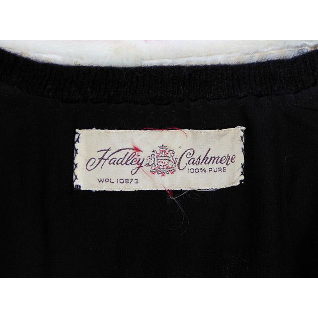 Vintage Ladies Black Cashmere Sweater w/Cream Mink Collar 1950s Med-Lg ...