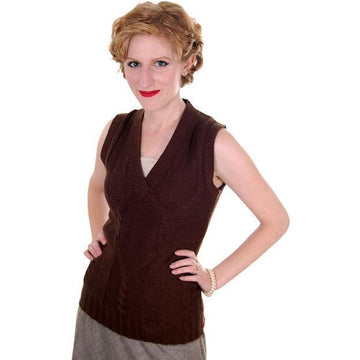 Vintage  Sweater Vest Chocolate Brown Fitted V Neck Small 1970s - The Best Vintage Clothing
 - 1