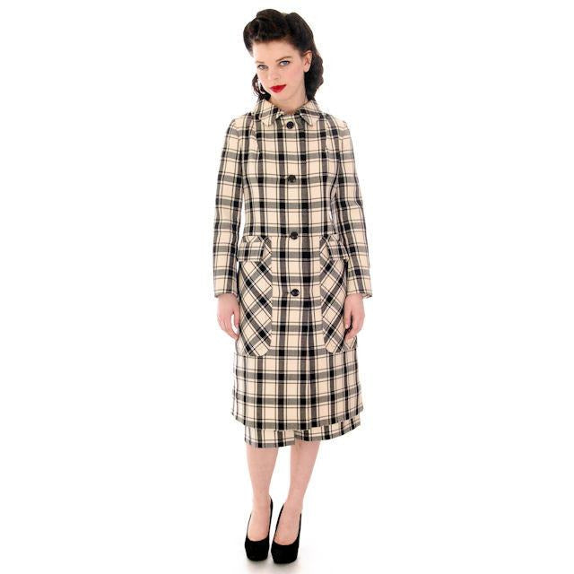 Vintage Suit Sybil Connolly Dublin Black/White Huge Plaid /Huge Pockets 1960s 38-26-38 Women's,New Arrivals Sybil Connolly