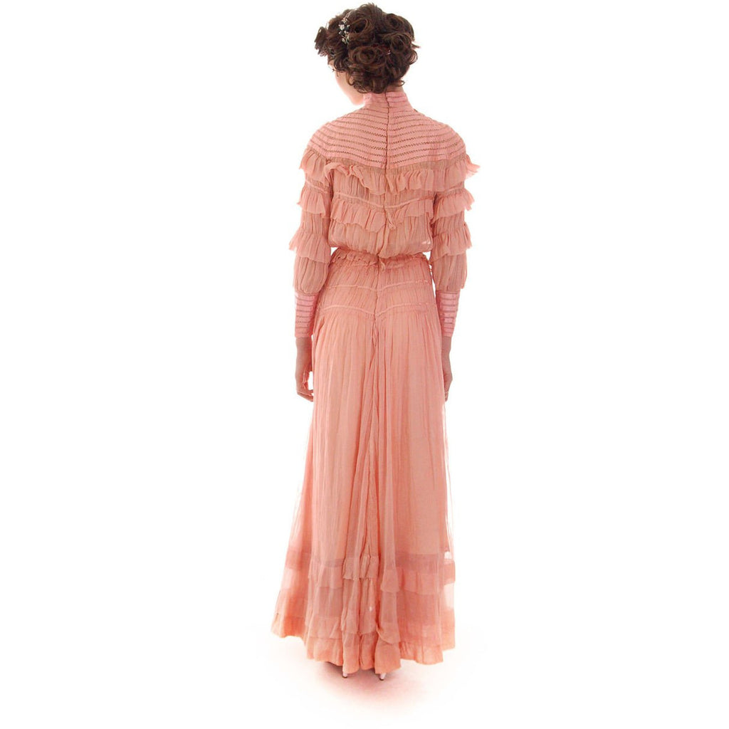 Vintage Antique Pink Cotton 2 PC Dress Antique Gown 1905-1912 Titanic Era Small Women's,New Arrivals The Best Vintage Clothing