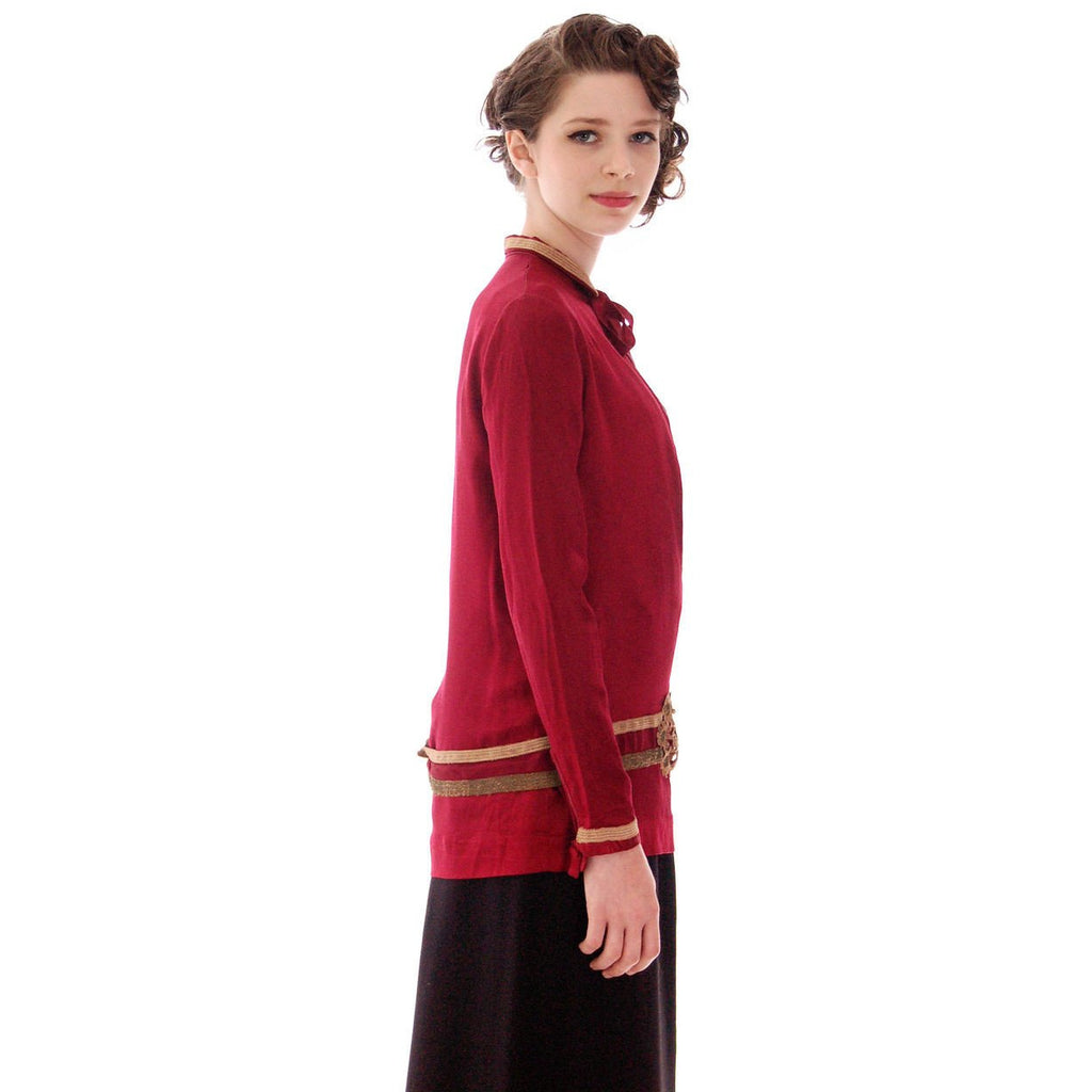 Vintage Blouse 1920s Claret Satin Dropped Waist Flapper Style 32" Bust Small Women's,New Arrivals vendor-unknown