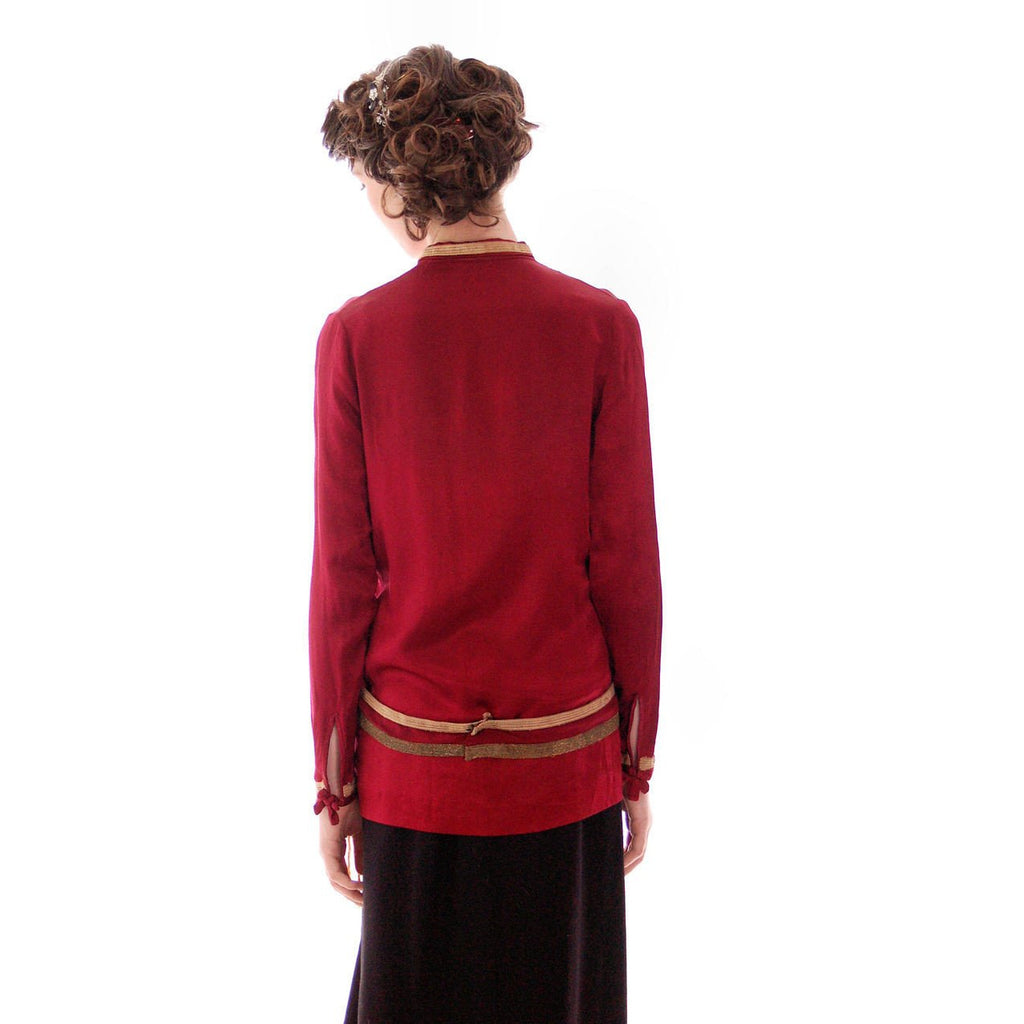 Vintage Blouse 1920s Claret Satin Dropped Waist Flapper Style 32" Bust Small Women's,New Arrivals vendor-unknown