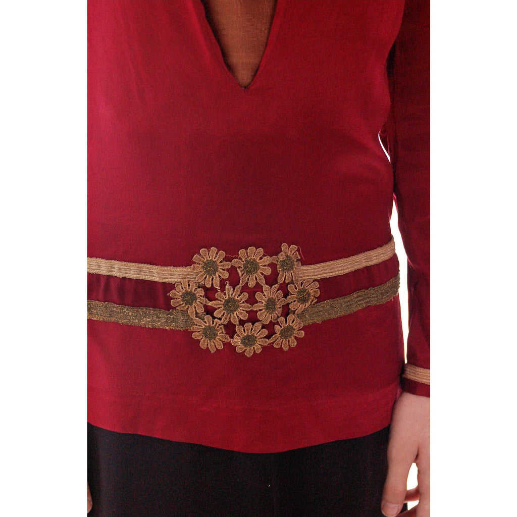 Vintage Blouse 1920s Claret Satin Dropped Waist Flapper Style 32" Bust Small Women's,New Arrivals vendor-unknown