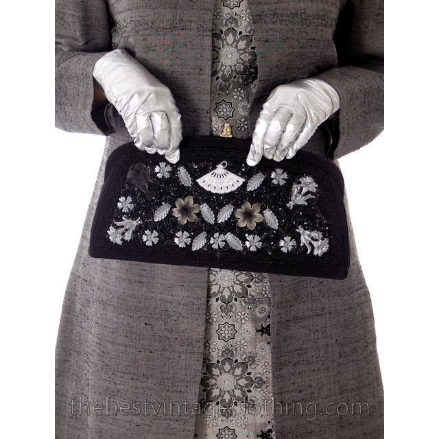 Vintage Dress And Silk Coat Silver Metallic Damask Fitted Sheath Dress 1960s Small Women's,New Arrivals The Best Vintage Clothing