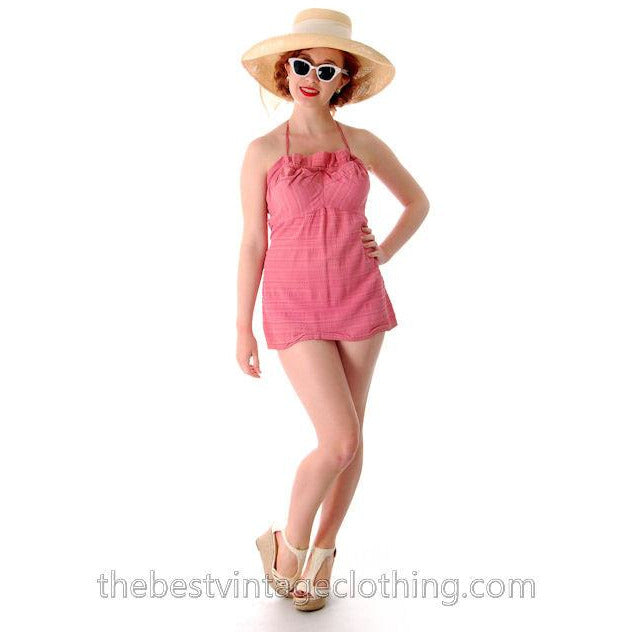 Vintage One Piece Swim Suit Bathing Suit Rose 1940s 34 Bust - The Best Vintage Clothing
 - 1