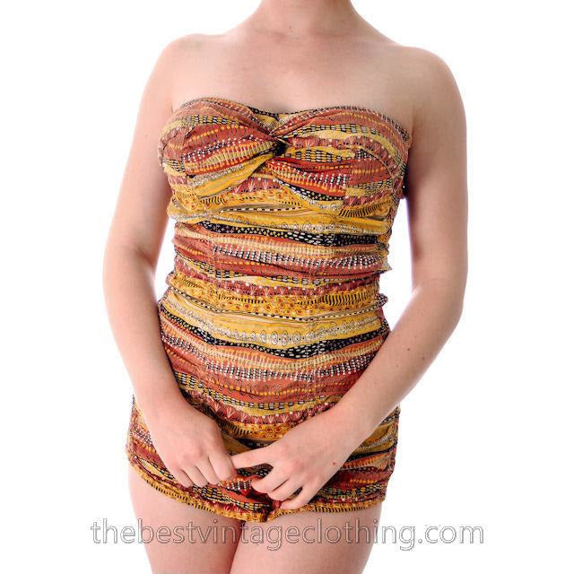 Vintage Bathing Suit One Piece Catalina Printed Cotton 1950s 36 Bust Women's,New Arrivals Catalina