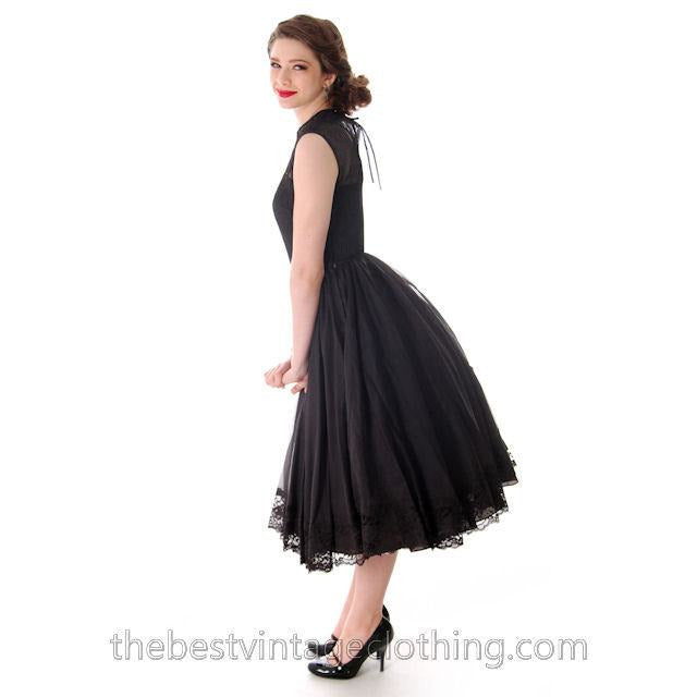 Vintage Dance Time by Phyllis Dress Black Sheer Full Skirt 1950s 31-24-FREE Small Women's,New Arrivals The Best Vintage Clothing