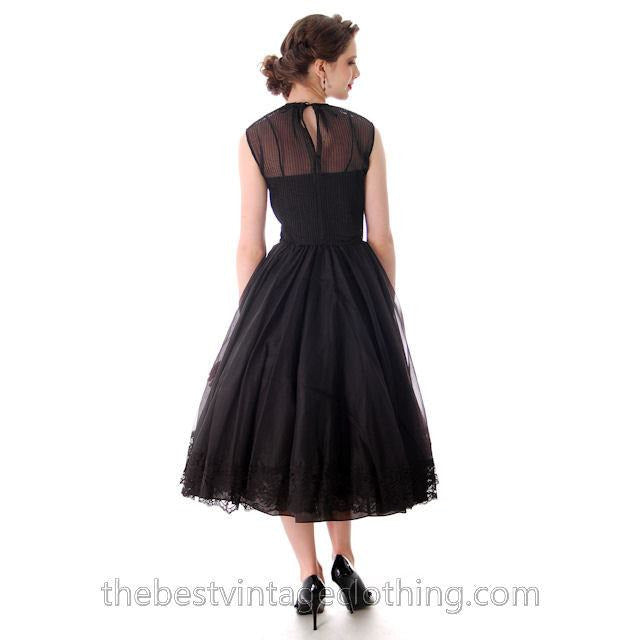 Vintage Dance Time by Phyllis Dress Black Sheer Full Skirt 1950s 31-24-FREE Small Women's,New Arrivals The Best Vintage Clothing