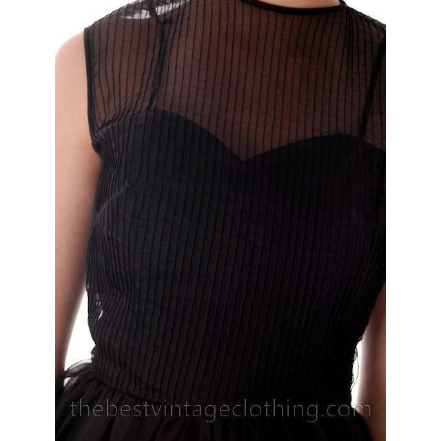 Vintage Dance Time by Phyllis Dress Black Sheer Full Skirt 1950s 31-24-FREE Small Women's,New Arrivals The Best Vintage Clothing