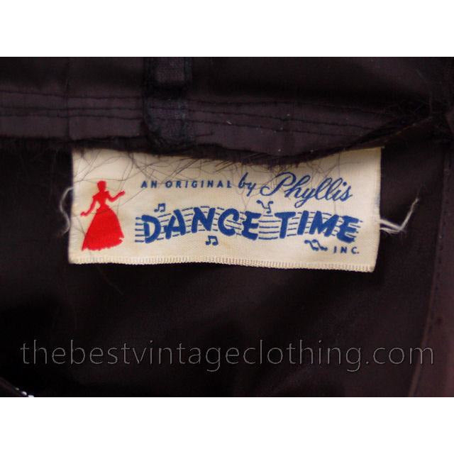 Vintage Dance Time by Phyllis Dress Black Sheer Full Skirt 1950s 31-24-FREE Small Women's,New Arrivals The Best Vintage Clothing