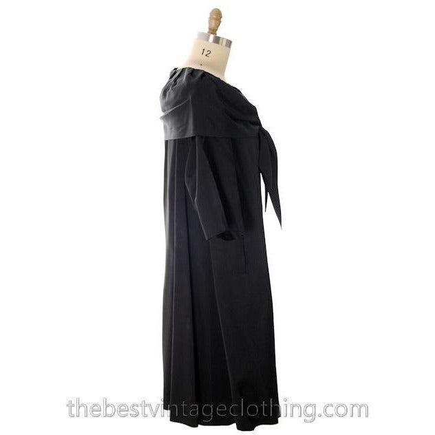 Vintage Cocktail Coat Shawl Collar Black Satin 1950s Sack Coat Style 40 Bust M Women's,New Arrivals The Best Vintage Clothing