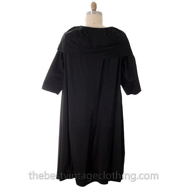 Vintage Cocktail Coat Shawl Collar Black Satin 1950s Sack Coat Style 40 Bust M Women's,New Arrivals The Best Vintage Clothing