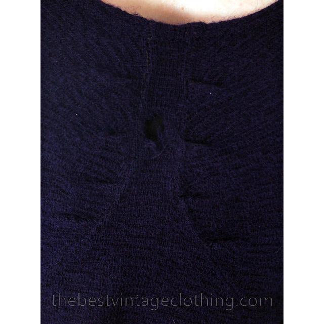 Vintage Womens Swim Suit Wool Navy Blue Braided Straps 1930s 36-34-38 Women's,New Arrivals vendor-unknown