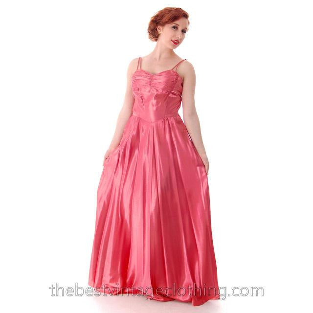 Vintage Evening Gown Pink Satin Metallic Soutcahe Jacket 1940s 36-29-48 M Women's,New Arrivals The Best Vintage Clothing