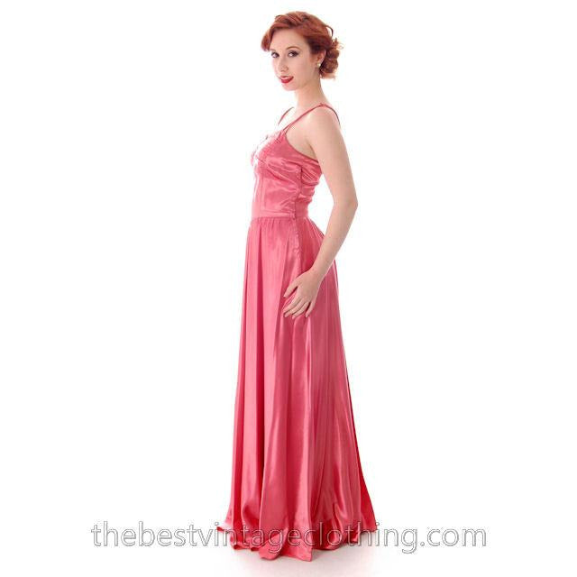 Vintage Evening Gown Pink Satin Metallic Soutcahe Jacket 1940s 36-29-48 M Women's,New Arrivals The Best Vintage Clothing